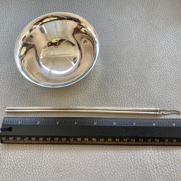Amazing SOLID STERLING Vintage Rice Bowl with Solid Sterling Chopsticks in box - Picture 5 of 10